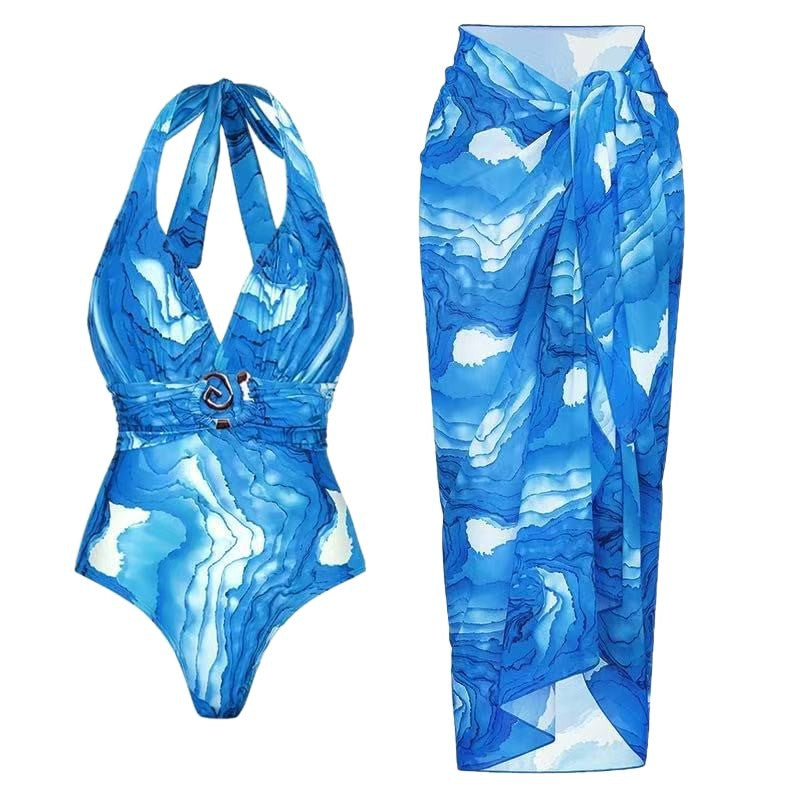 Women's One-Piece Swimsuit with Wrap Skirt Mune Fashion