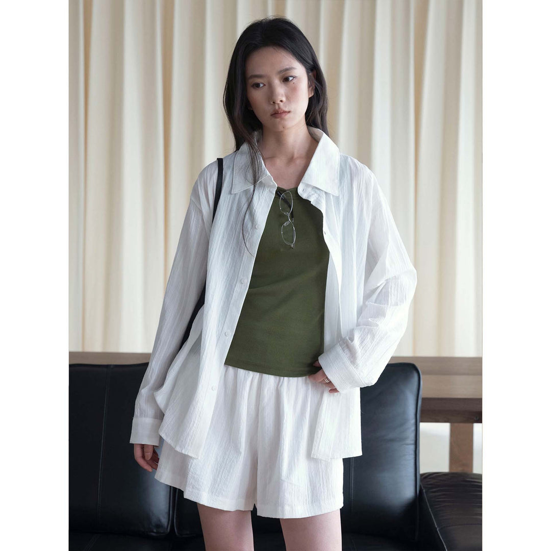 Women Oversized Structured Shirt with Matching Shorts Set Mune Fashion