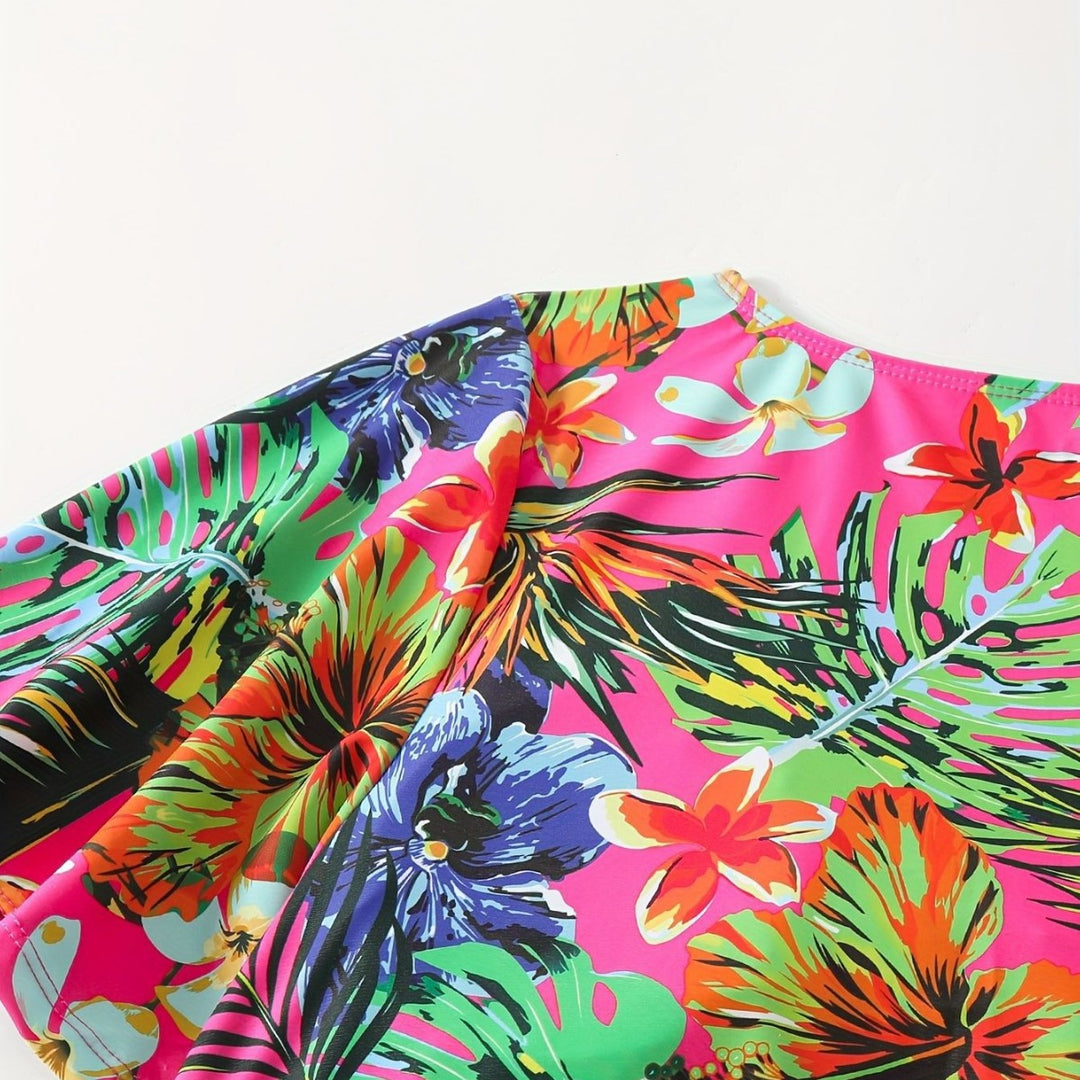 Women's bikini set with floral patterns and lightweight cover-up Mune Fashion