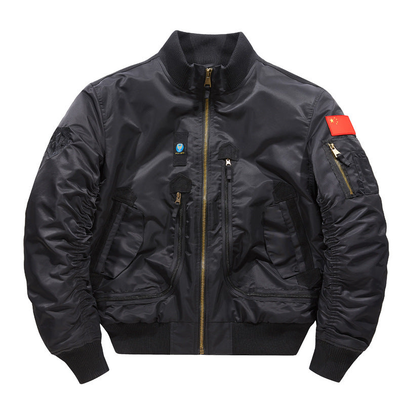 Men's military-style bomber jacket with multiple zip pockets and stand-up collar Mune Fashion