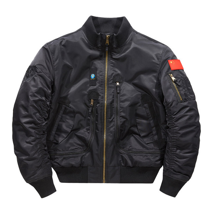 Men's military-style bomber jacket with multiple zip pockets and stand-up collar Mune Fashion