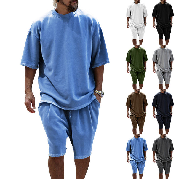Men's oversized loungewear set with boxy shirt, drawstring shorts, and soft cotton blend Mune Fashion