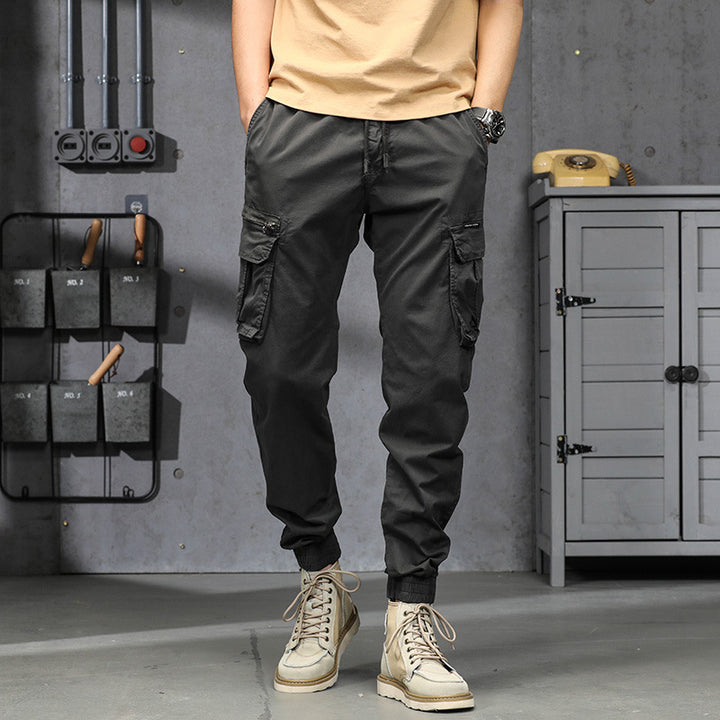 Herren Cargo-Joggerhose mit Tunnelzug, Multifachtaschen und geripptem Knöchelabschluss Mune Fashion