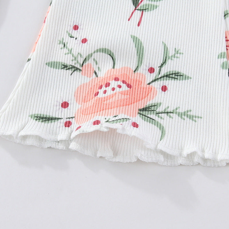 Girls Flared Leggings with Floral Patterns Mune Fashion