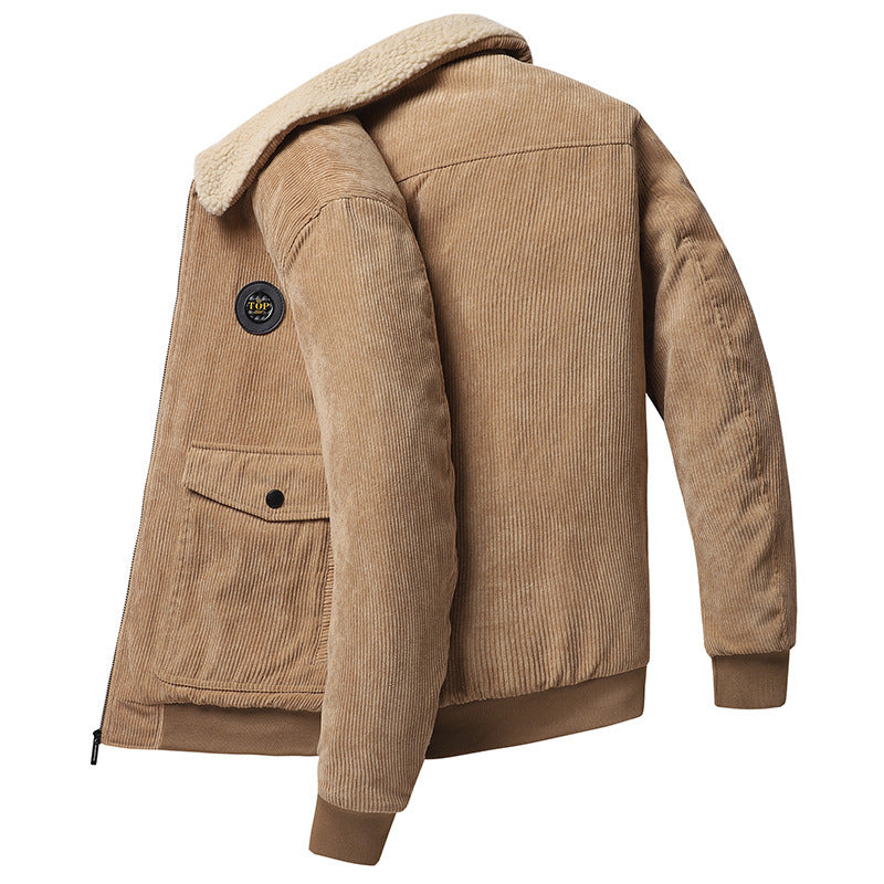 Men's cord trucker jacket with teddy collar and flap pockets Mune Fashion