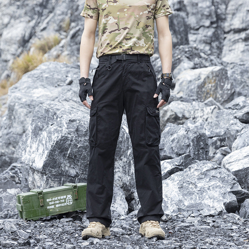 Men's Lightweight Stretch Canvas Cargo Pants with Integrated Web Belt and Zipper Pockets Mune Fashion