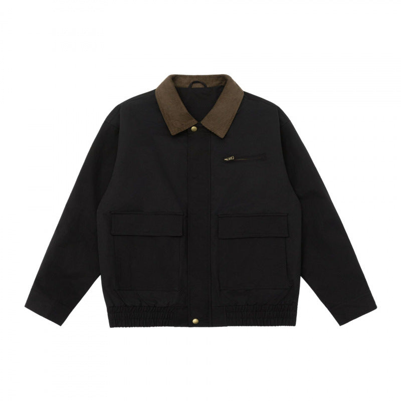 Unisex Boxy Utility Jacket with Cord Collar, Patch Pockets, and Elastic Hem Mune Fashion