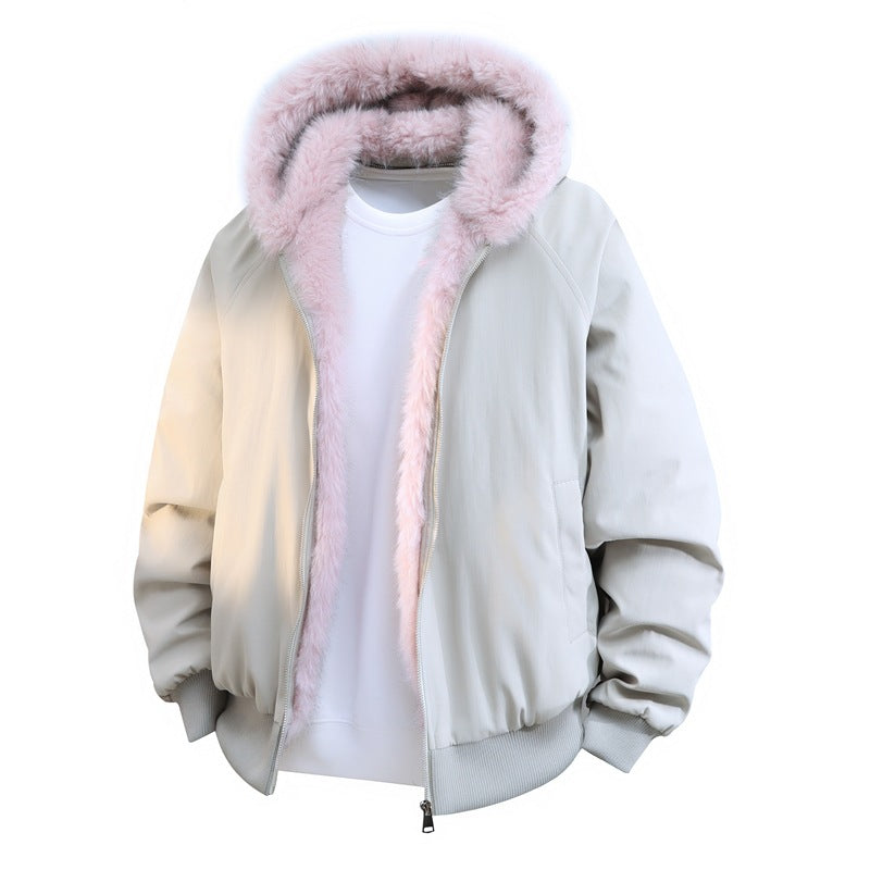 Men's Padded Bomber Jacket with Faux Fur Hood & Thermal Lining Mune Fashion