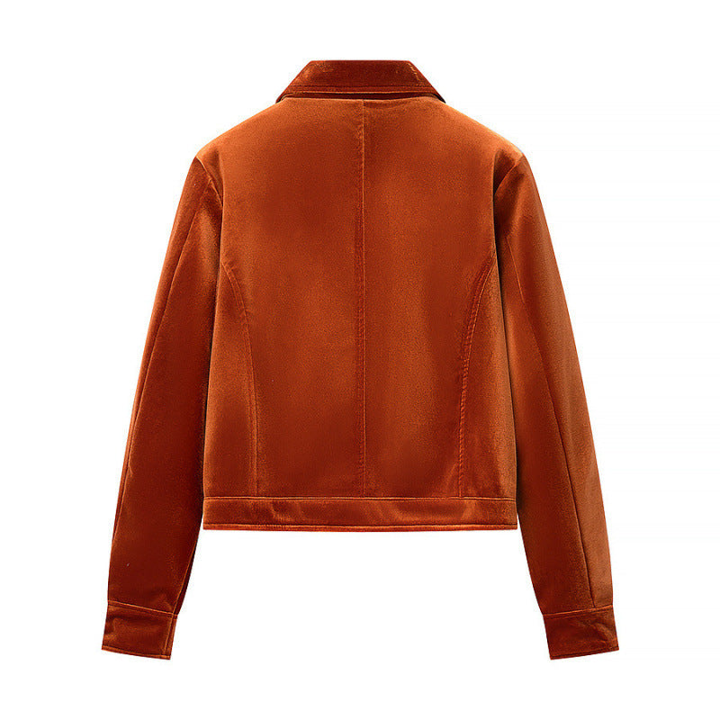 Women Velvet Jacket with Sequin Trim and Tailored Silhouette Mune Fashion