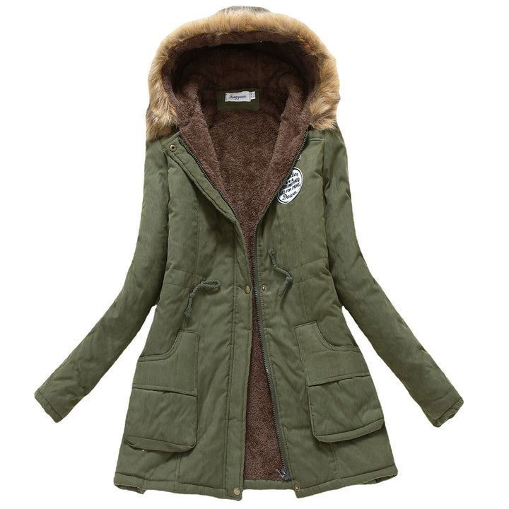 Women's padded winter parka with soft fleece inner lining, hood trim made of faux fur and adjustable drawstring Mune Fashion