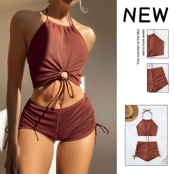 Women's bikini set with fashionable wrap top and high waisted briefs Mune Fashion