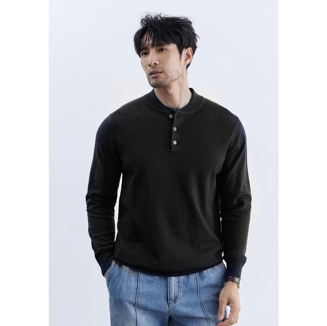 Men's Stylish Long Sleeve Henley Sweater Mune Fashion