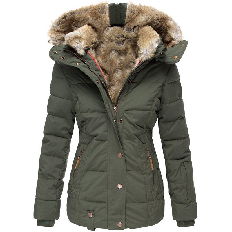 Women's padded parka with fitted cut and faux fur hood Mune Fashion