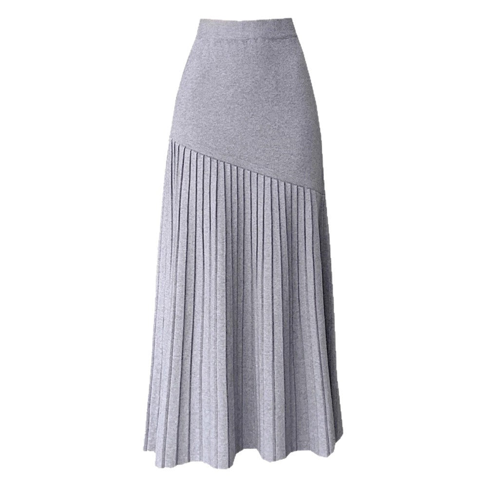 Women's Pleated Maxi Skirt with Asymmetric Design Mune Fashion