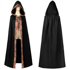Unisex multi-layered hooded cloak with wide drape and satin ribbon closure Mune Fashion