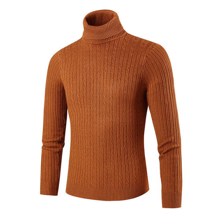 Men's Turtleneck Sweater In Classic Ribbed Pattern Mune