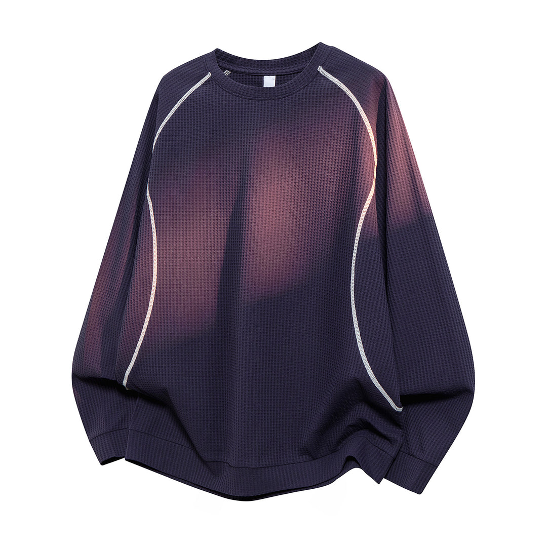 Men's Waffle Structure Oversized Sweatshirt with Raglan Sleeves and Relaxed Fit Drune