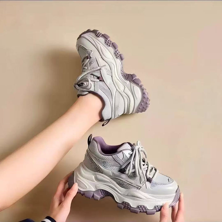 Ladies Trendy Chunky Sneakers with Double Cushioning and Breathable Mesh Upper Mune Fashion