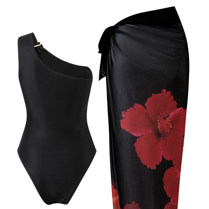 Women Elegant Jumpsuit with Asymmetrical Cut and Floral Design Mune Fashion