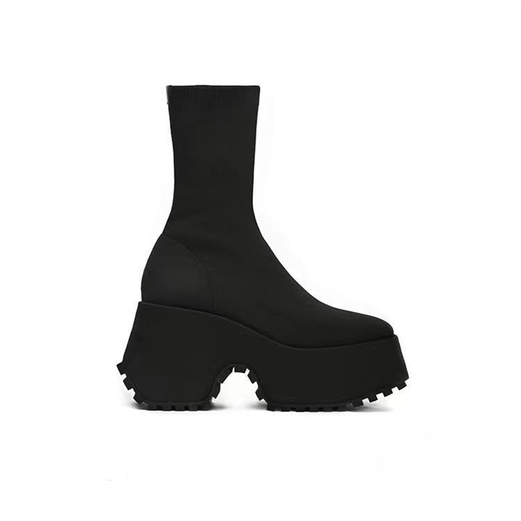 Women's Plateau Sock Boots with distinctive Lug Sole and sculptural platform Mune Fashion
