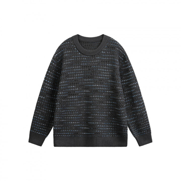 Unisex fine-knit sweater with structured striped look and round neck Mune Fashion