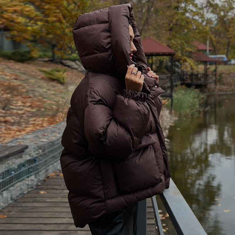 Ladies Quilted Winter Jacket with Oversized Hood Mune
