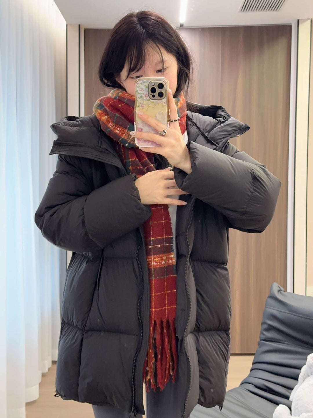 Women Long Padded Quilted Down Jacket with Hood and Oversized Cut Mune Fashion