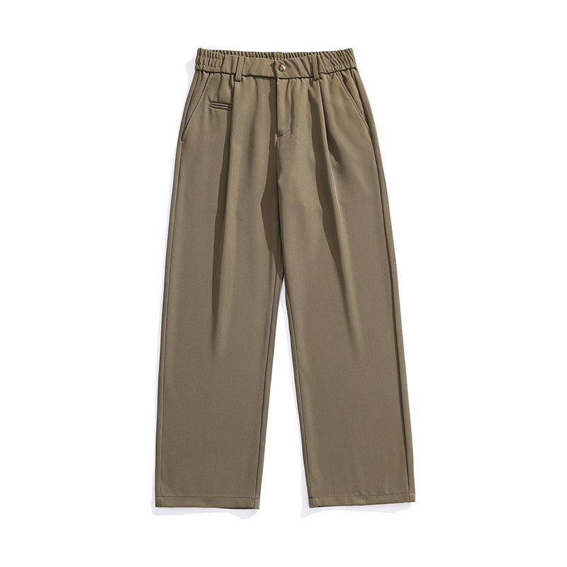 Damen Locker sitzende Bundfalten-Hose mit elastischem Komfortbund und geradem Saum Mune Fashion