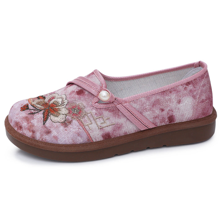 Ladies embroidered velvet slipper with bead closure and non-slip platform sole Mune Fashion