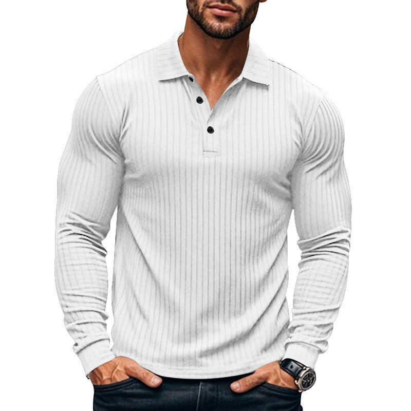 Men's Nano Athletic Long Sleeve Polo Shirt Slim Fit Made of Elastic Rib Knit Mune Fashion