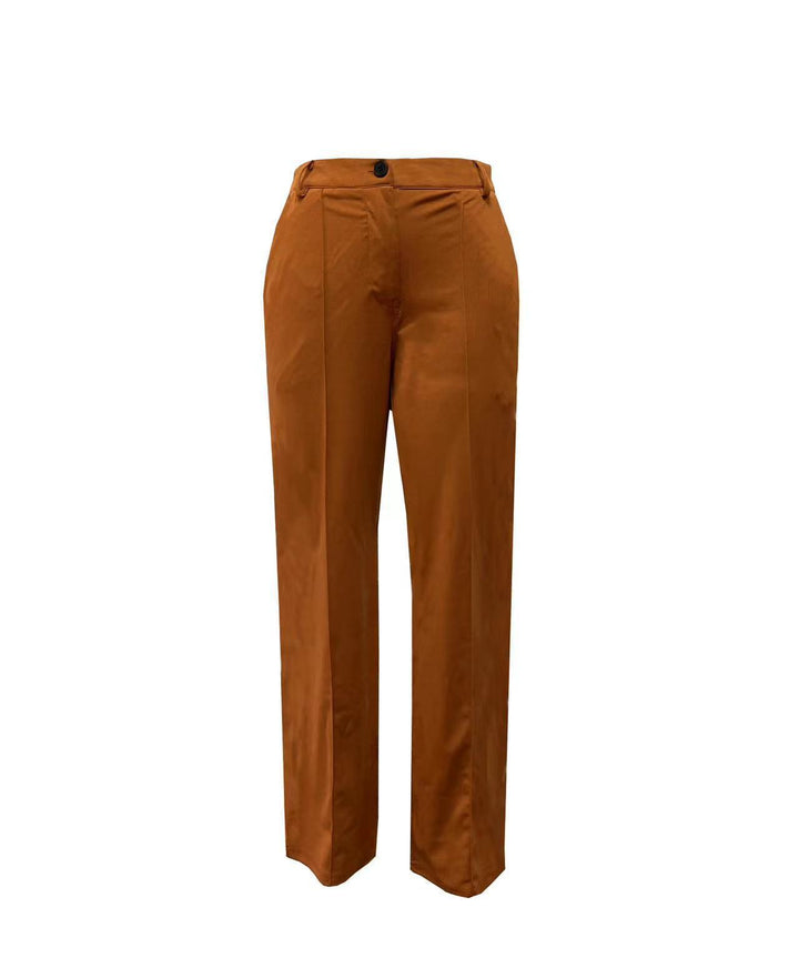 Women high-waisted straight-cut suit trousers with crease Mune Fashion