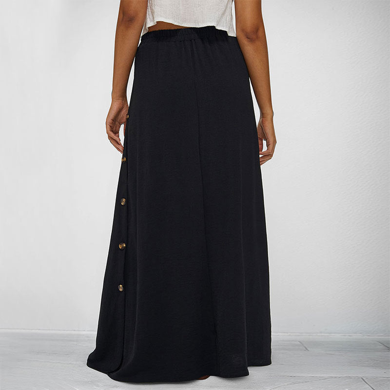 Ladies Longer Maxi Skirts with Side Button Details Mune Fashion