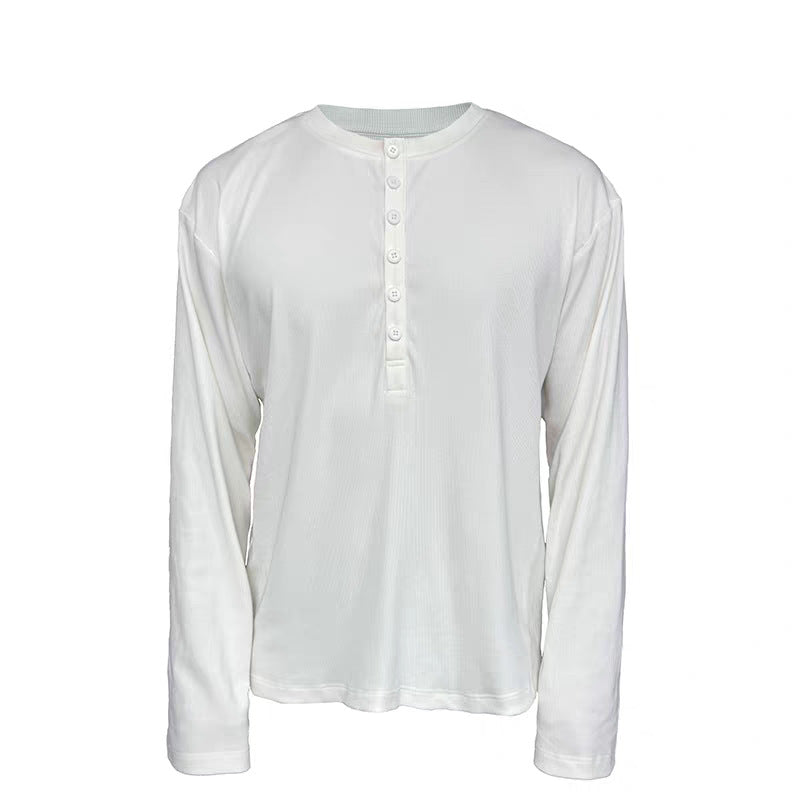 Men's lightweight Henley long sleeve made of fine rib jersey with button placket and regular fit Mune Fashion