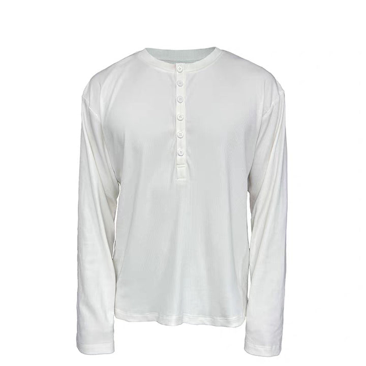 Men's lightweight Henley long sleeve made of fine rib jersey with button placket and regular fit Mune Fashion