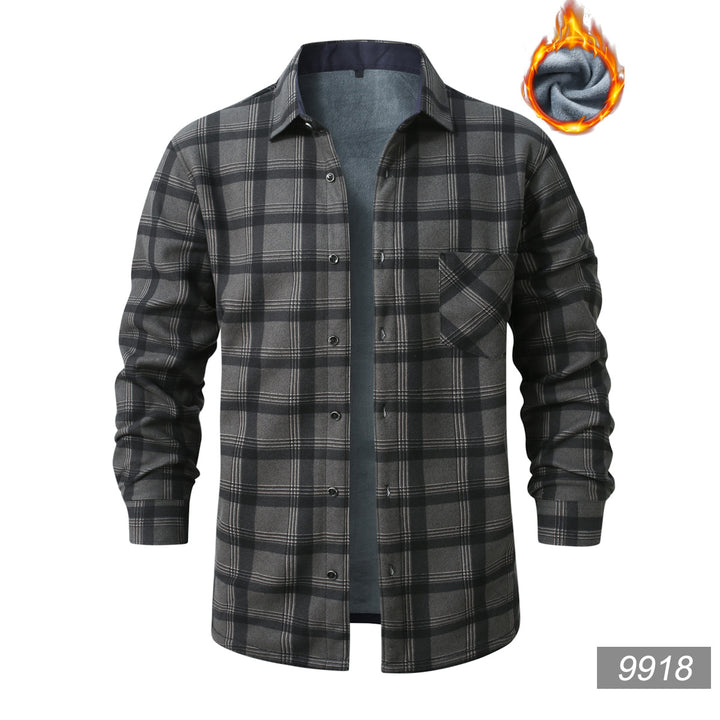 Men's checked flannel shirt with warming fleece lining and patch chest pocket Mune Fashion