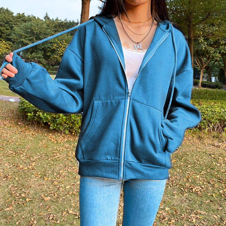 Women's lightweight hoodie zipper with oversized fit, kangaroo pockets and full-length zipper Mune Fashion