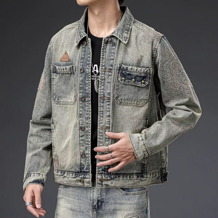 Men's denim jacket with unique details Mune Fashion
