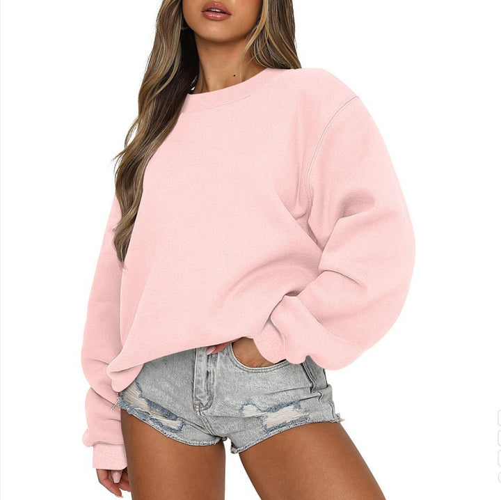 Women's oversized round neck sweatshirt made of cotton blend with dropped shoulders, brushed inside, and elastic cuffs Mune Fashion