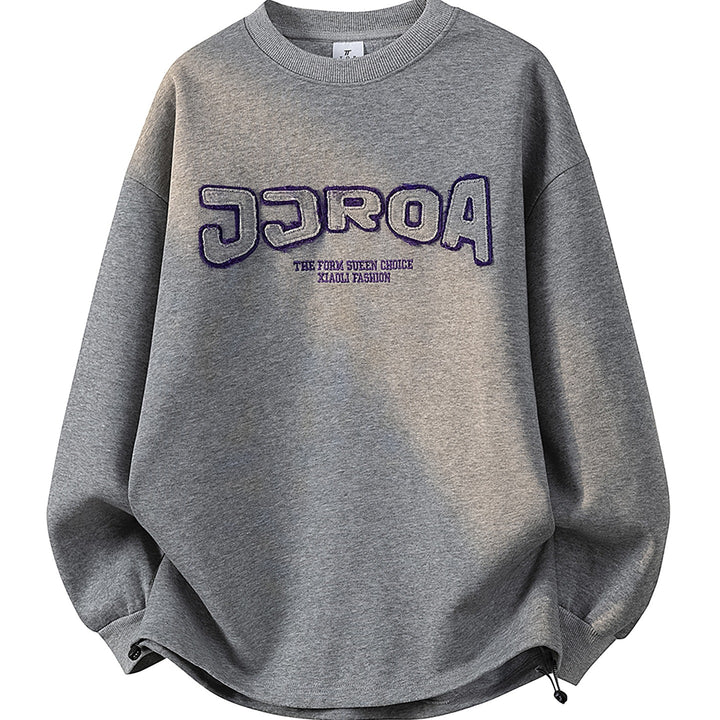 Women's Oversized Sweatshirt with Embroidered Logo, Rounded Hem & Dropped Shoulder Mune Fashion