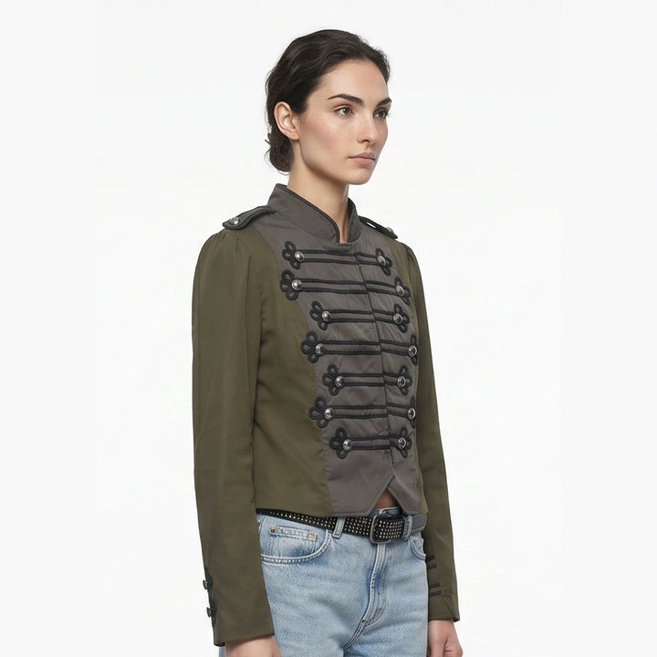 Women’s short-cut military-inspired blouson with decorative cords Mune Fashion