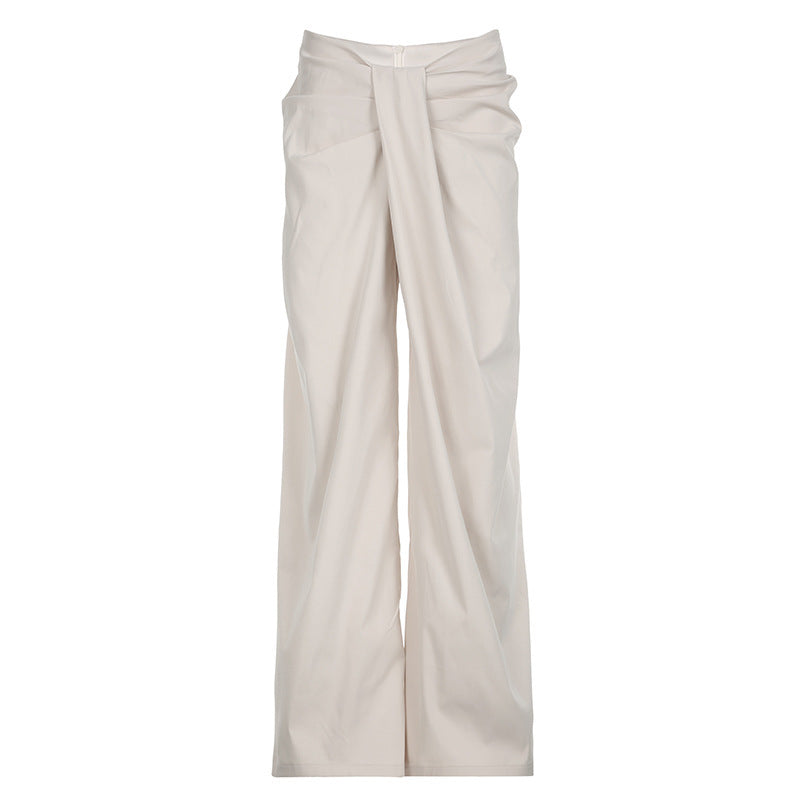 Women's high-waisted palazzo pants with drape detail and wide leg Mune Fashion