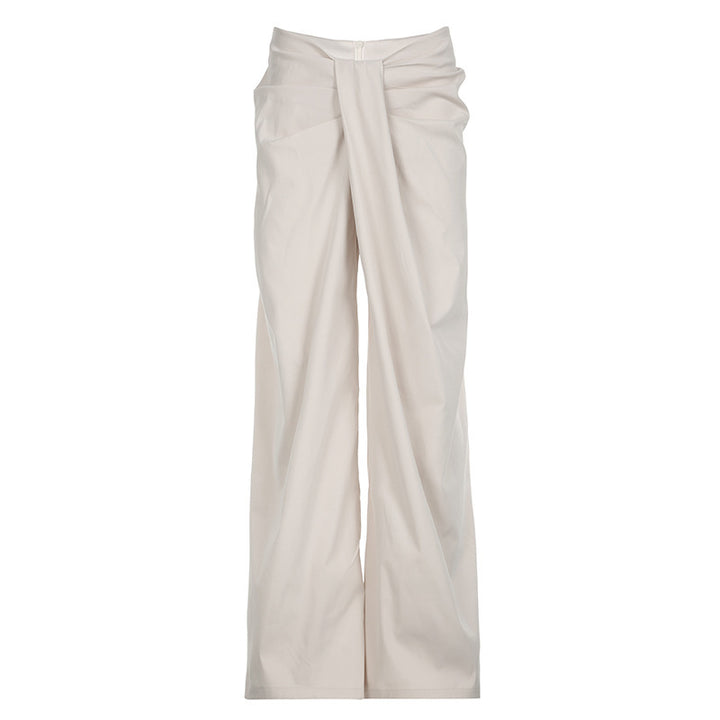 Women's high-waisted palazzo pants with drape detail and wide leg Mune Fashion