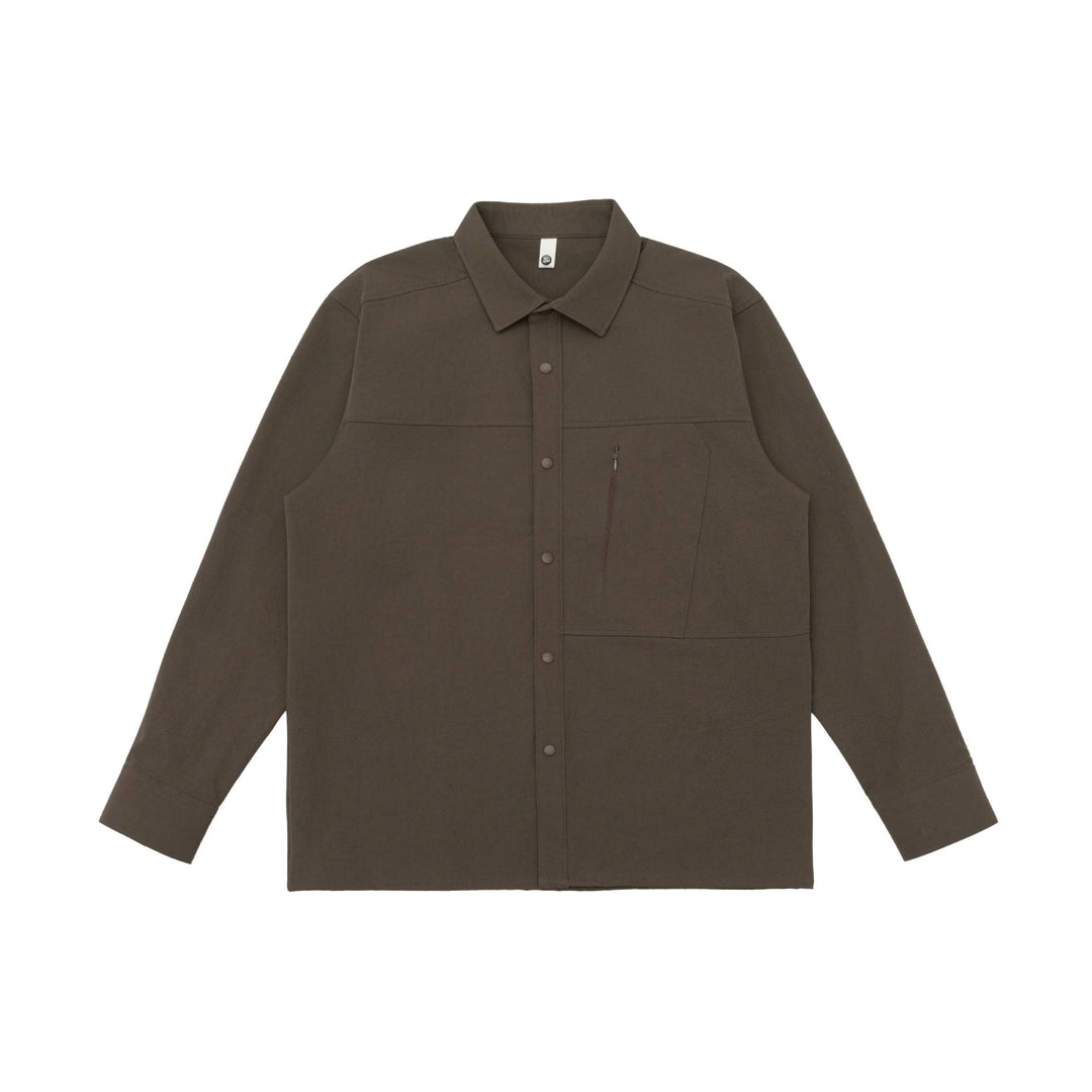 Unisex Oversized Shirt Jacket in Utility Style with concealed snap button placket and diagonal zip pocket Mune Fashion