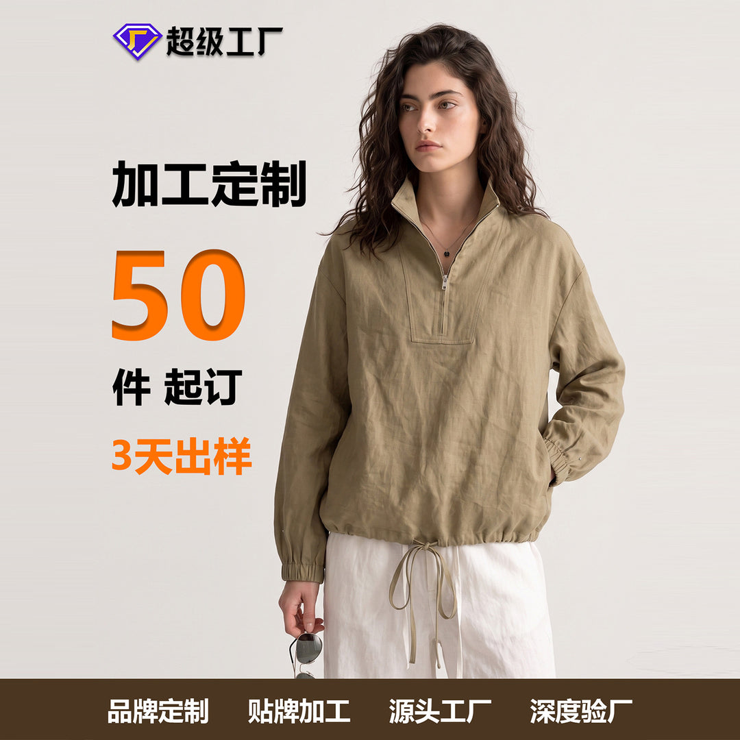 Damen Modische Langärmlige Bluse mit Stehkragen Mune Fashion
