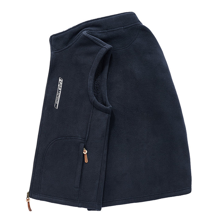 Men's teddy fleece vest with sherpa lining, stand-up collar, and zipper pockets Mune Fashion