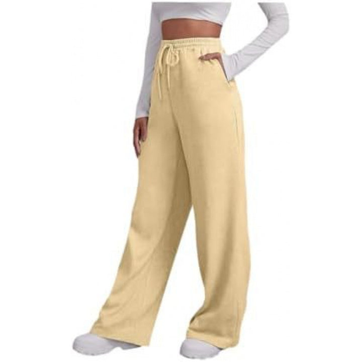 Women's flowing high-waist palazzo lounge pants made of lightweight jersey with elastic waistband and practical side pockets Mune Fashion