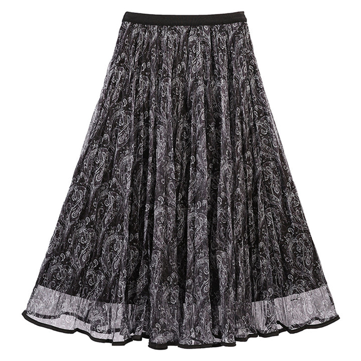 Women's voluminous chiffon circle skirt in paisley motif with elastic waistband Mune Fashion