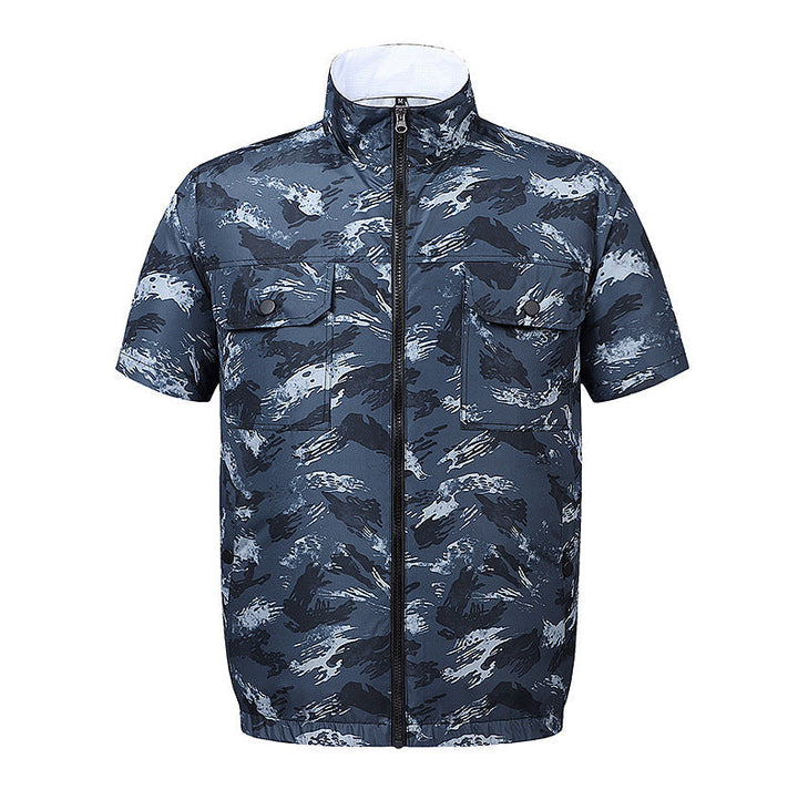 Men's lightweight short sleeve vest with stand-up collar, water-repellent nylon blend and zippered pockets Mune Fashion