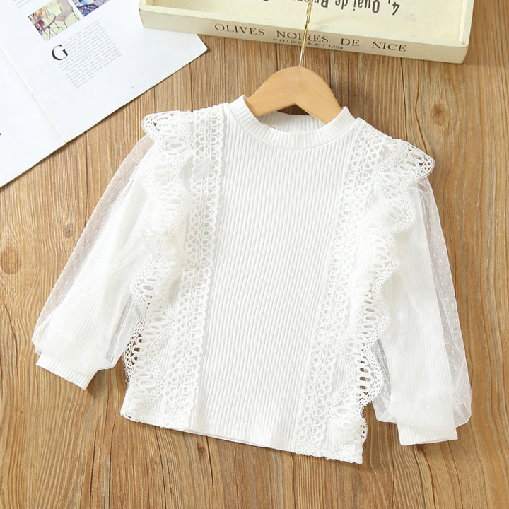 Girls sweatshirt with romantic ruffled sleeves Mune Fashion