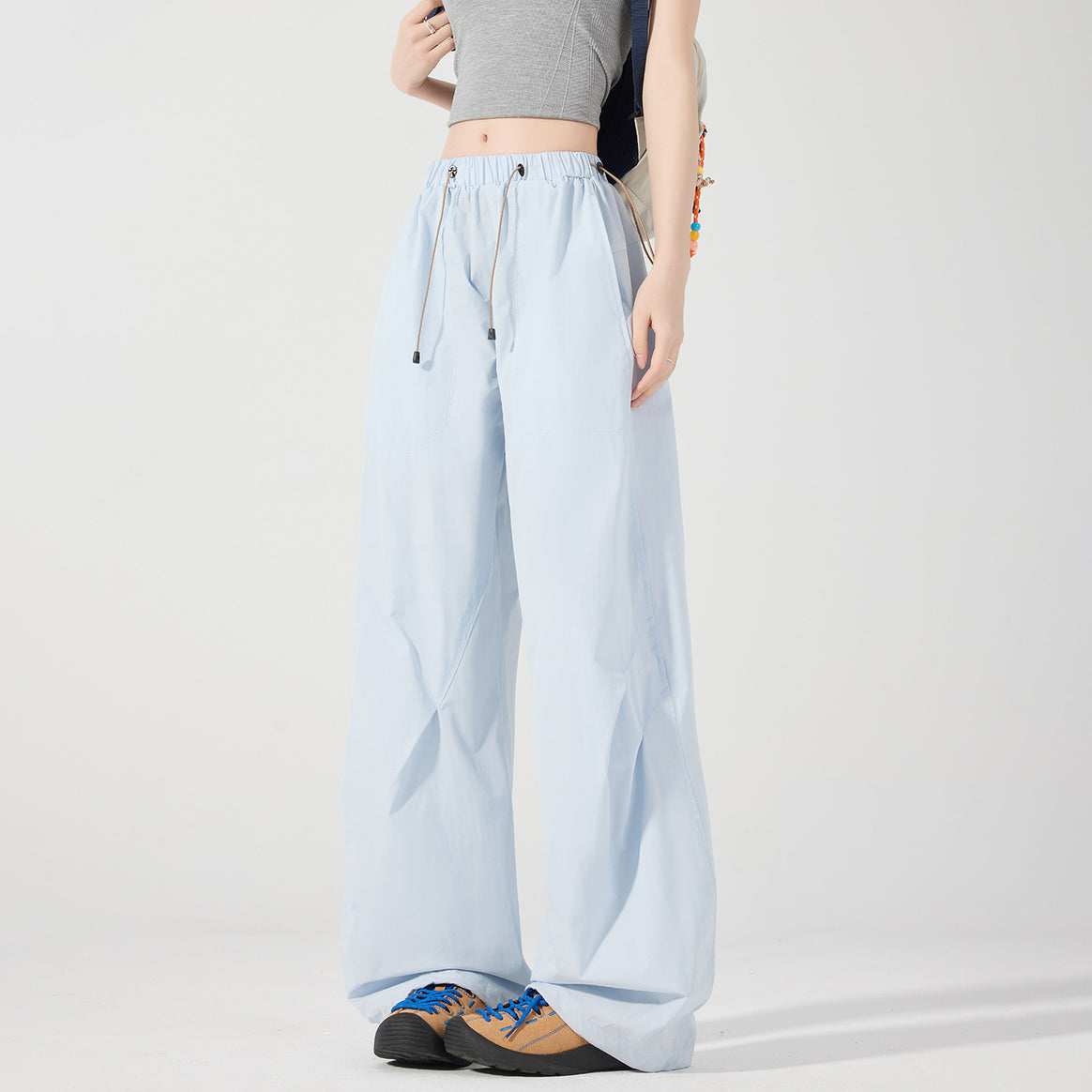 Women's wide technical cargo pants with drawstring waistband Mune Fashion